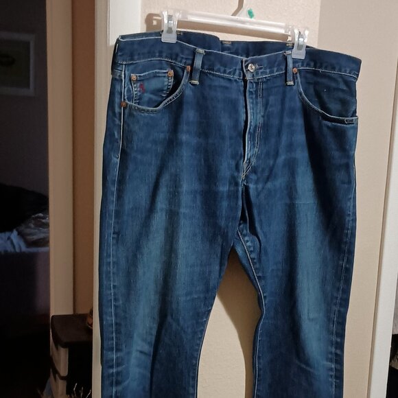 Polo Ralph Lauren 018 Slim Straight Blue Denim Jeans 40x32 Riverside Wash - Picture 2 of 16